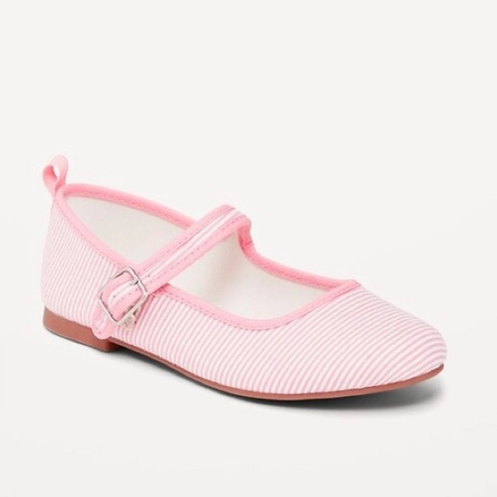*NWT* Old Navy Brand Girl’s Pink Striped Canvas Ballet Flats Size 4
